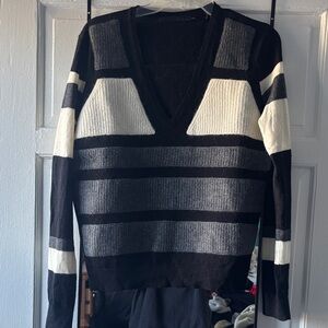 LAMB Colorblock Black and Gray Sweater